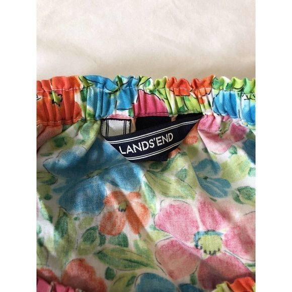 Land's End Floral Ruffle Off‎ The Shoulder Dress Girls Large 14 Summer Sundress - Picture 7 of 8